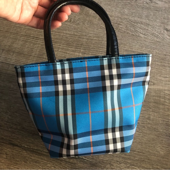 ✨RARE Burberry Mini Tote Blue Check Bag - Picture 2 of 8